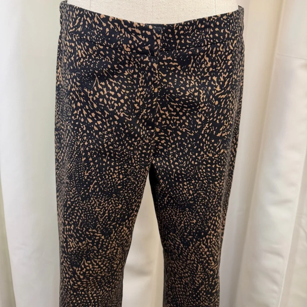 Etcetera Tan & Black Abstract Speckled Print Slim Leg Zip Hem Trousers Size 0 - Picture 4 of 14